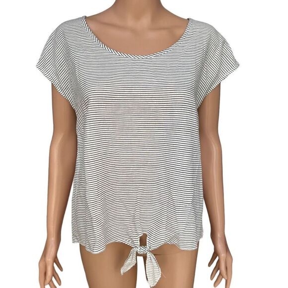 Cynthia Rowley Tops - Cynthia Rowley linen blend striped top blouse front tie size M